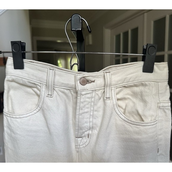 J Brand Joan Crop Jeans Women's Size 24 White Macadamia Frayed Hem Straight Leg - Picture 9 of 10